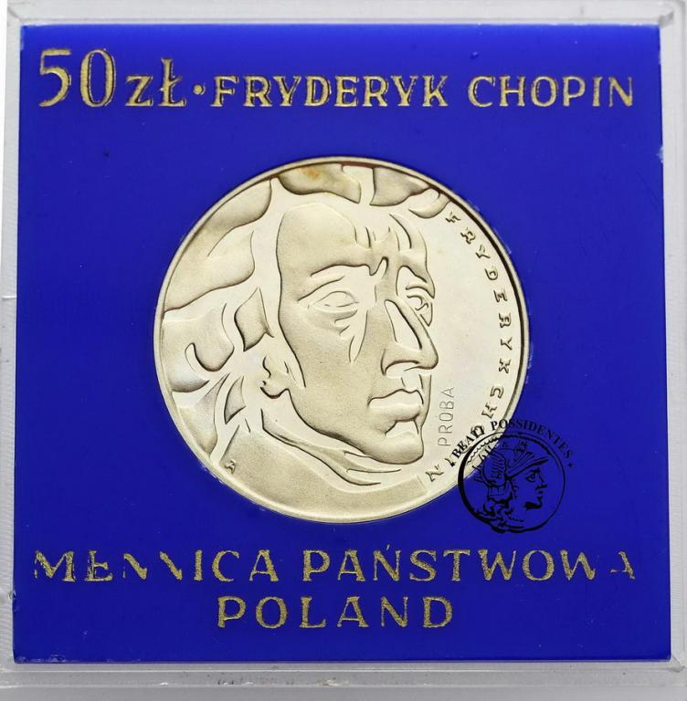 Polska 50 złotych 1972 Chopin PRÓBA Srebro st. L/L