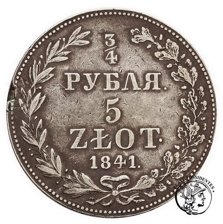 Polska 3/4 Rbl = 5 złotych 1841 MW Mikołaj II st.3