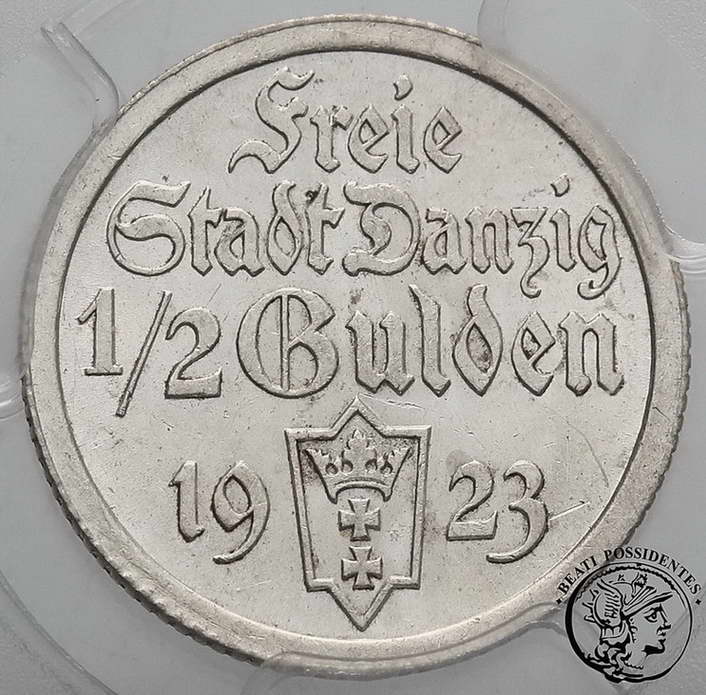 Polska WMG 1/2 Guldena 1923 srebro PCGS MS 62