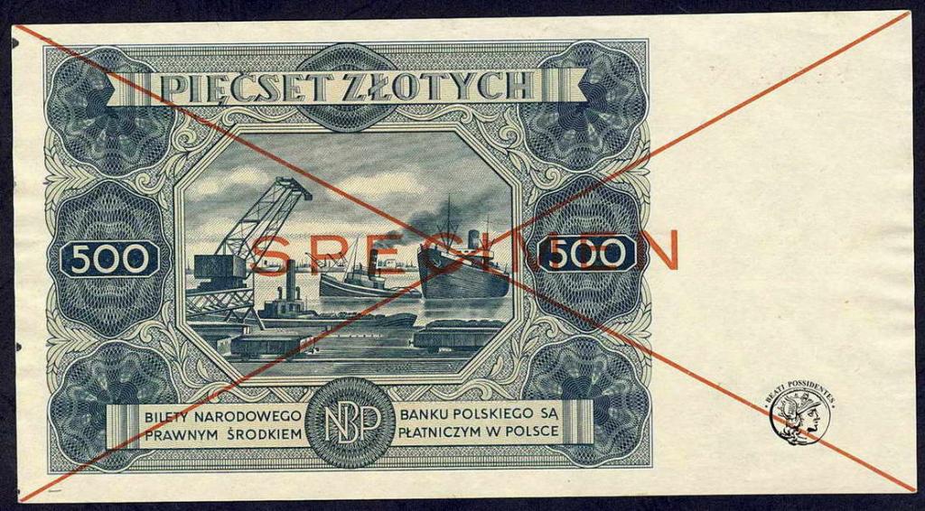 Polska 500 złotych 1947 SPECIMEN st.2-