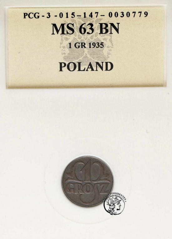 Polska II RP 1 grosz 1935 PCG MS 63 BN