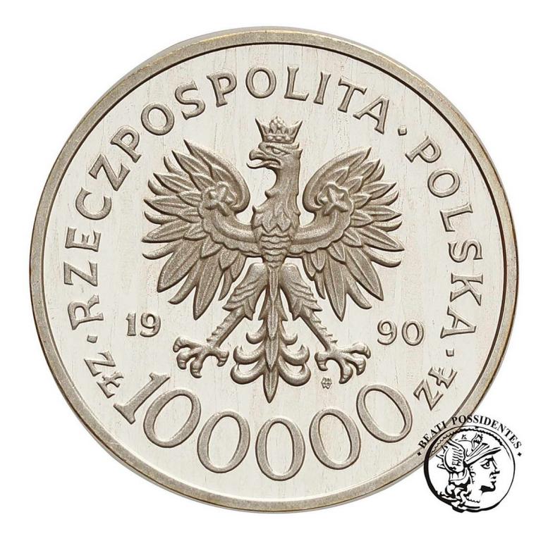 Polska III RP 100 000 zł 1990 Solidarność st. L-