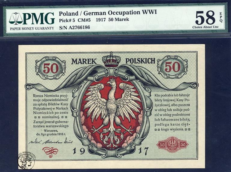 Polska 50 marek 1917 ...jenerał PMG (USA) 58 (AU)