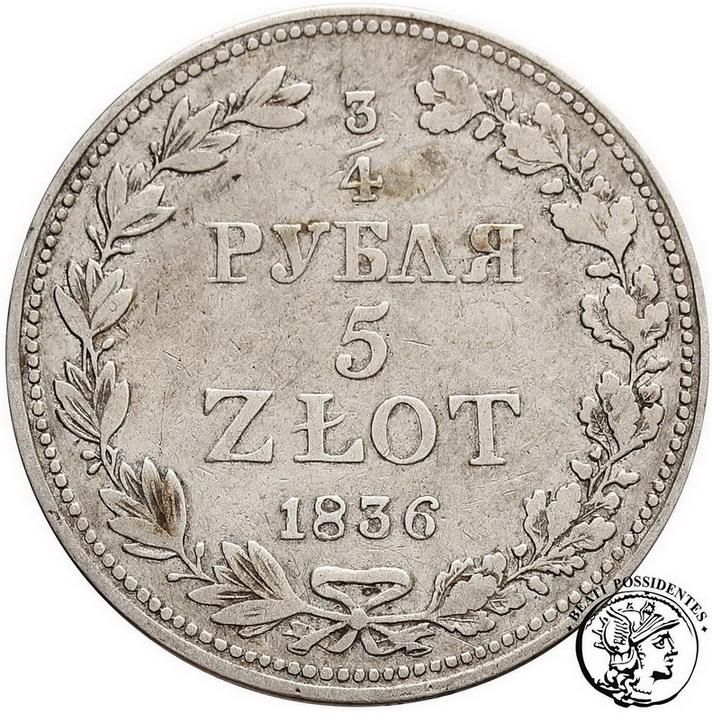 Polska 5 złotych = 3/4 Rubla 1836 MW st. 3-