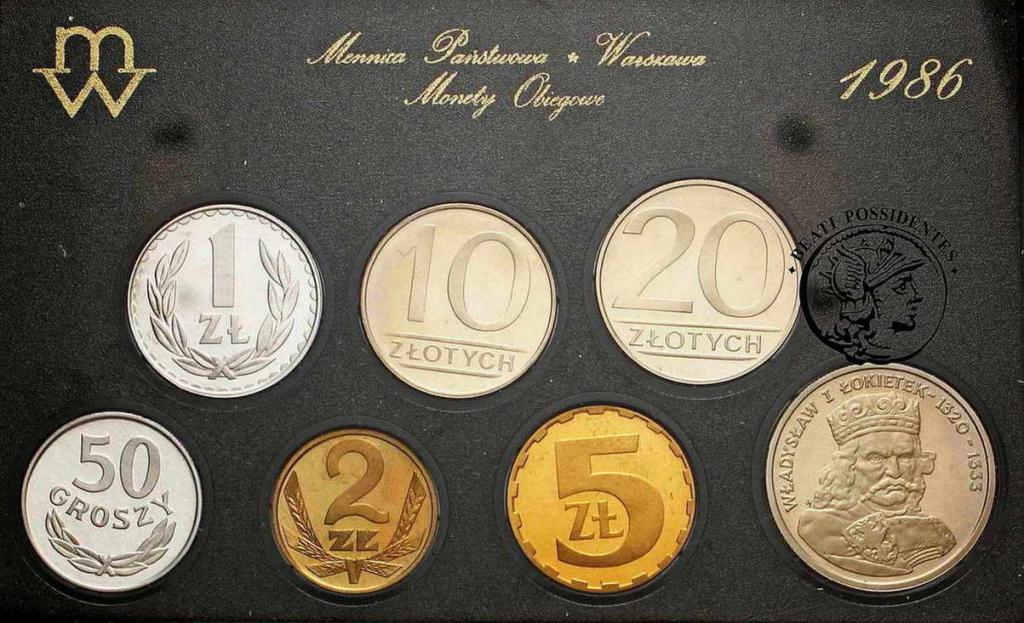 PRL zestaw rocznikowy 1986 monety obiegowe st.L
