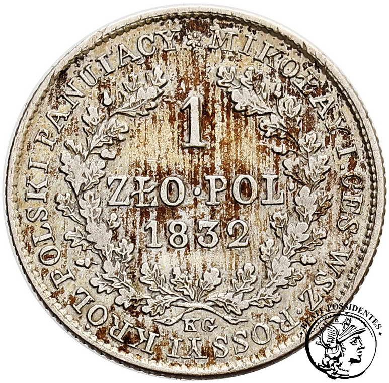 Polska Mikołaj I złotówka 1832 KG st.3