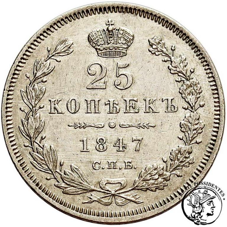 Rosja Mikołaj I 25 kopiejek 1847 st.3