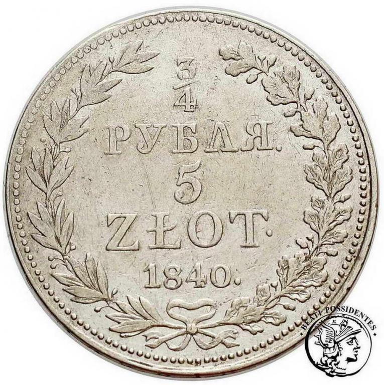 Mikołaj I 3/4 Rubla = 5 złotych 1840 MW st.3-