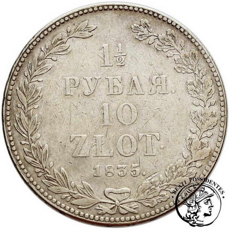Mikołaj I 1 1/2 Rubla = 10 złotych 1835 NG st.3-