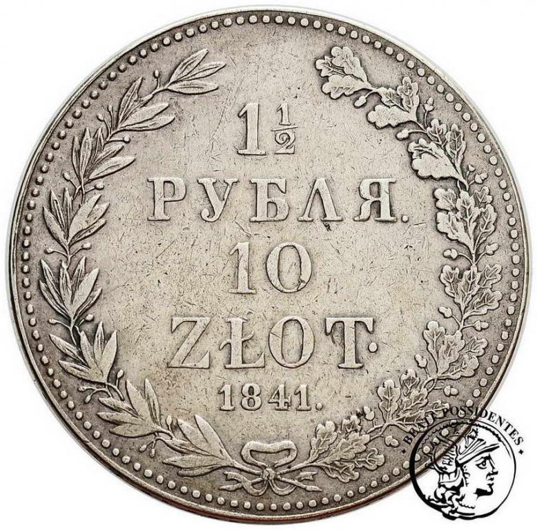 Mikołaj I 1 1/2 Rubla = 10 złotych 1841 MW st.3