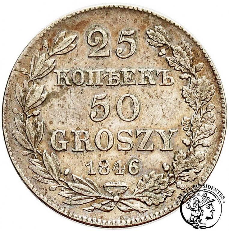 Polska Mikołaj I 25 kop = 50 groszy 1846 MW st.3+