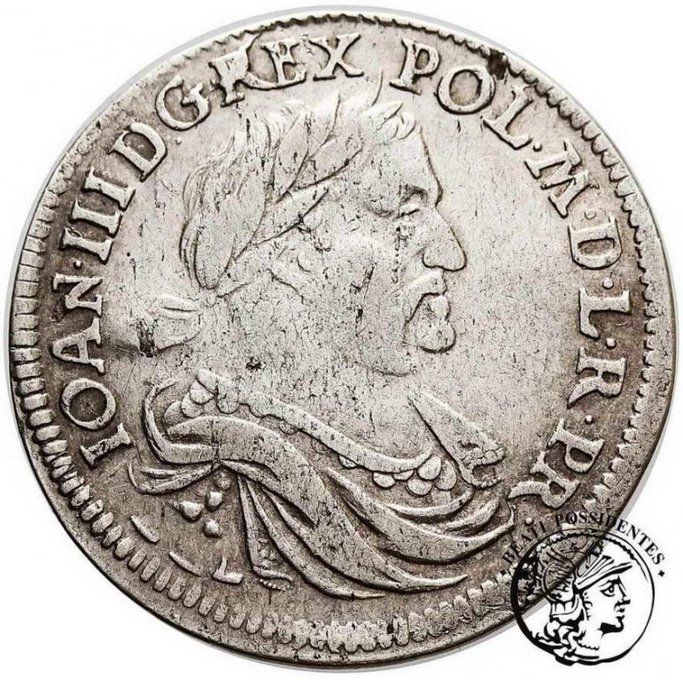 Polska Jan III Sobieski ort koronny 1677 MH st.3+