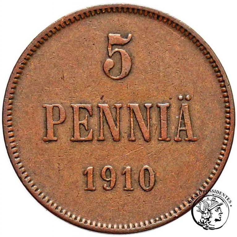 Finlandia Mikołaj I 5 Pennia 1910 -R1- st.3