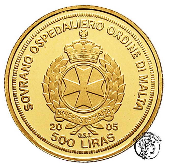Malta zakon 500 Liras 2005 Jan Paweł II ZŁOTO st.L