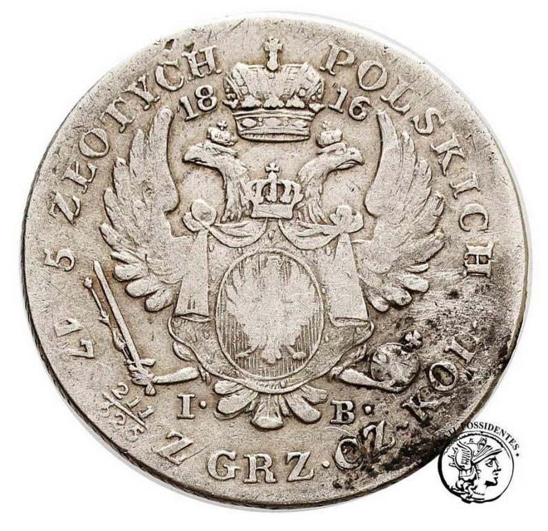 Polska 5 złotych 1816 Alexander I st. 3-/3