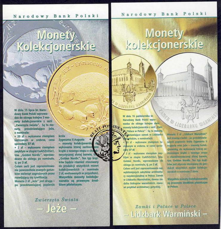 Polska foldery NBP 1996 Jeże + Lidzbark oryginalne