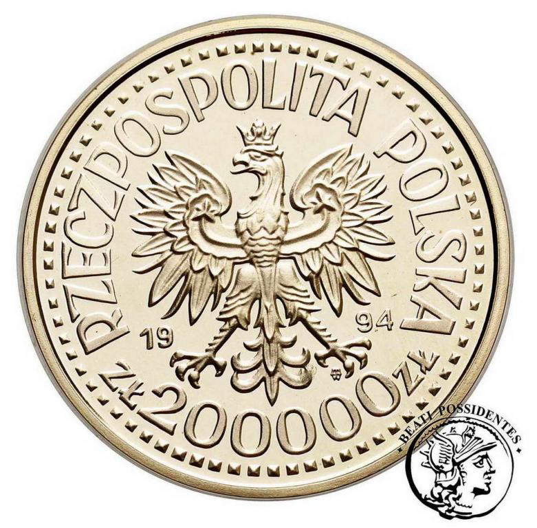 200 000 zł 1994 Zygmunt I Stary półpostać st.L