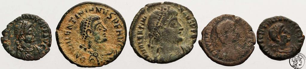 Rzym Valentinianus II 375-392 brązy lot 5 szt st.3