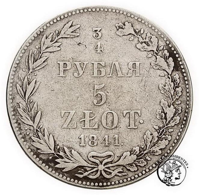 Polska 3/4 Rubla = 5 złotych 1841 MW Mikołaj I s.3