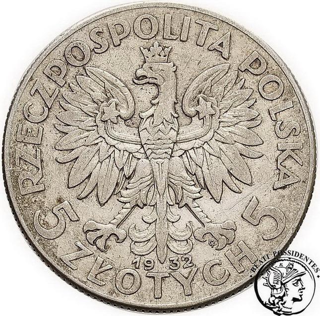 Polska 5 złotych 1932 ze znakiem głowa kobiety s.3
