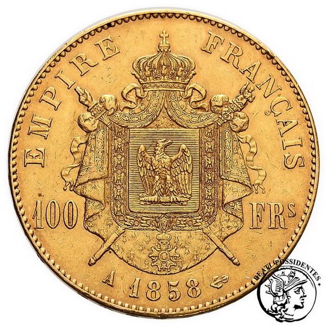 Francja Napoleon III 100 franków 1858 A st. 3+