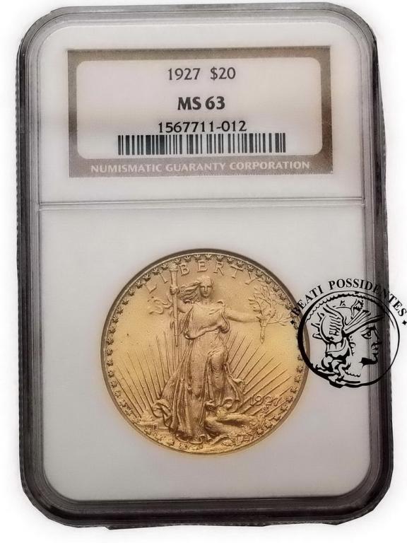 USA 20 dolarów 1927 Filadelfia NGC MS63