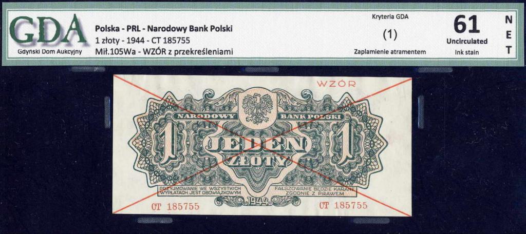 Polska WZÓR 1 złoty 1944 GDA 61
