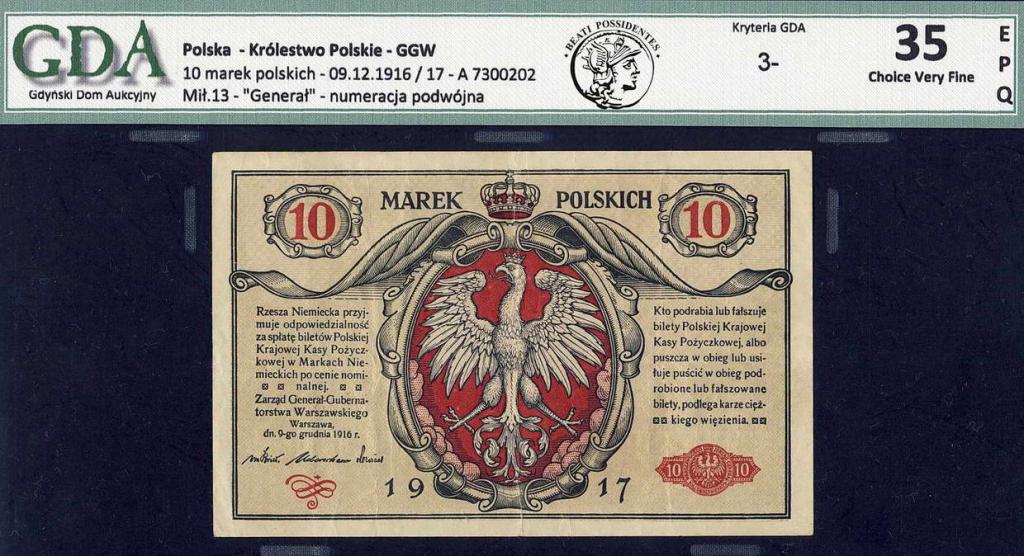 Polska 10 marek polskich 1916 ...generał... GDA 35