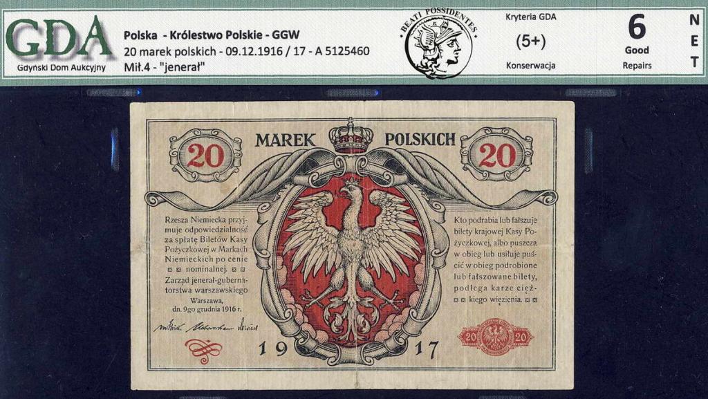 Polska 20 marek polskich 1916 ...jenerał... GDA 6