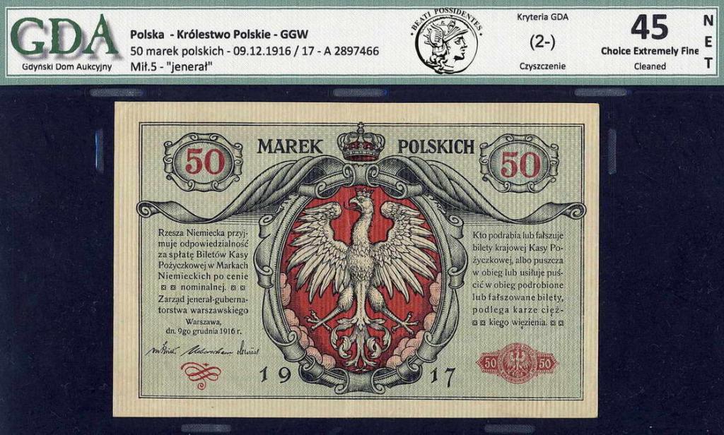 Polska 50 marek polskich 1916 ...jenerał... GDA 45