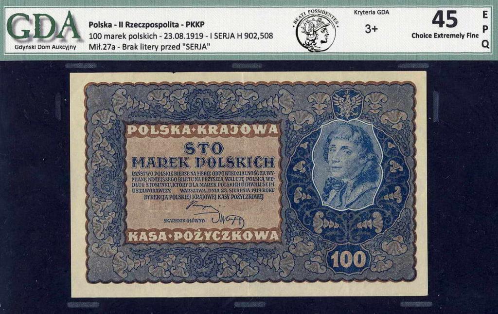 Polska 100 marek polskich 1919 GDA 45