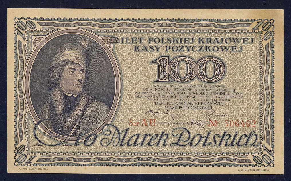 Polska 100 marek polskich 1919 st.3+