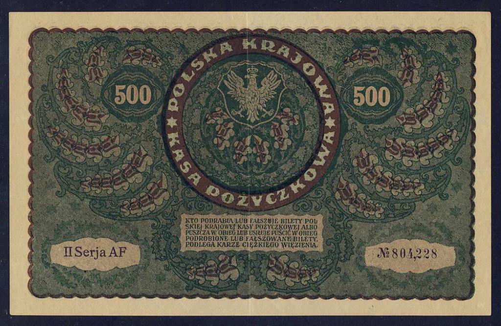 Polska 500 marek polskich 1919 st.3
