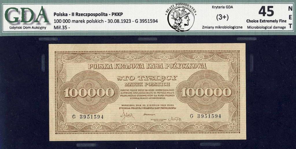 Polska 100 000 marek polskich 1923 GDA 45
