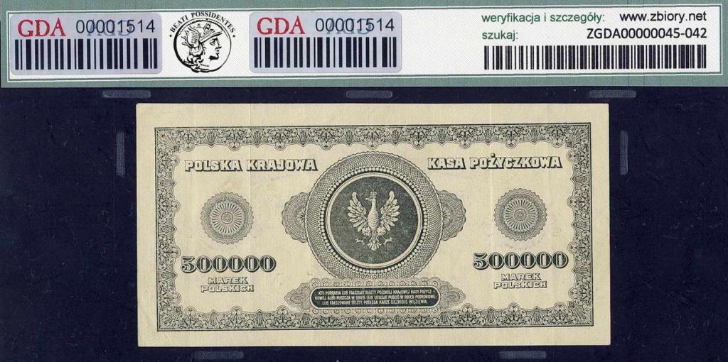 Polska 500 000 marek polskich 1923 GDA 30