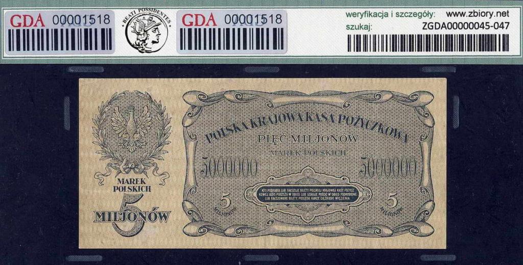 Polska 5 000 000 marek polskich 1923 GDA 15