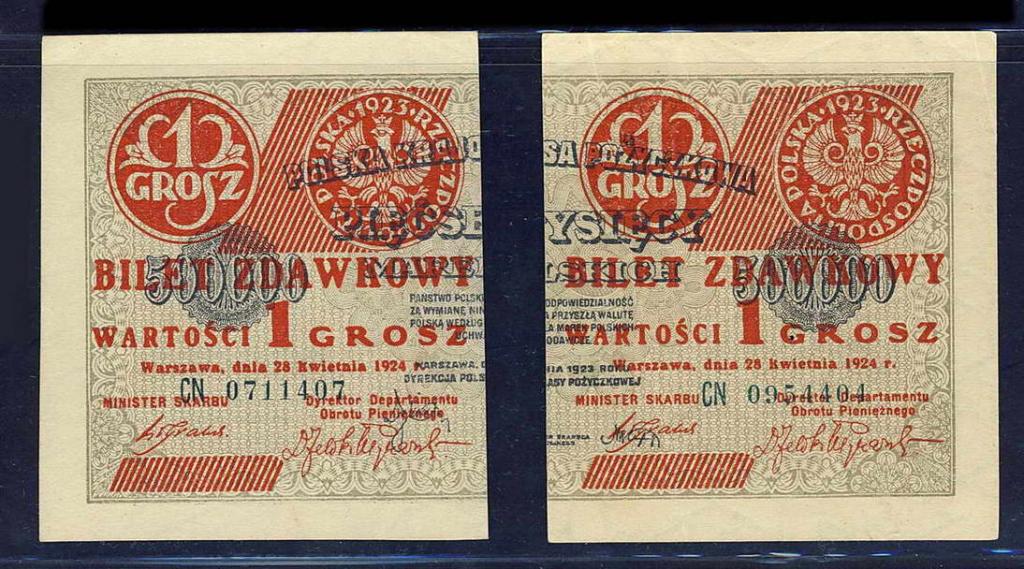 Polska 1 grosz 1924 lewy + prawy (2 szt.) st.1-