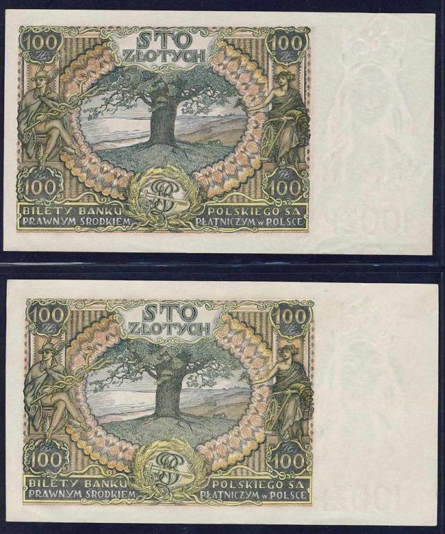 Polska 100 złotych 1934 lot 2 szt. st.1-/2