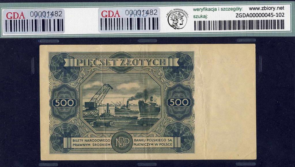Polska 500 złotych 1947 GDA 30