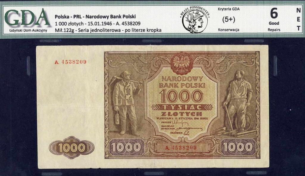 Polska 1000 złotych 1946 GDA 6