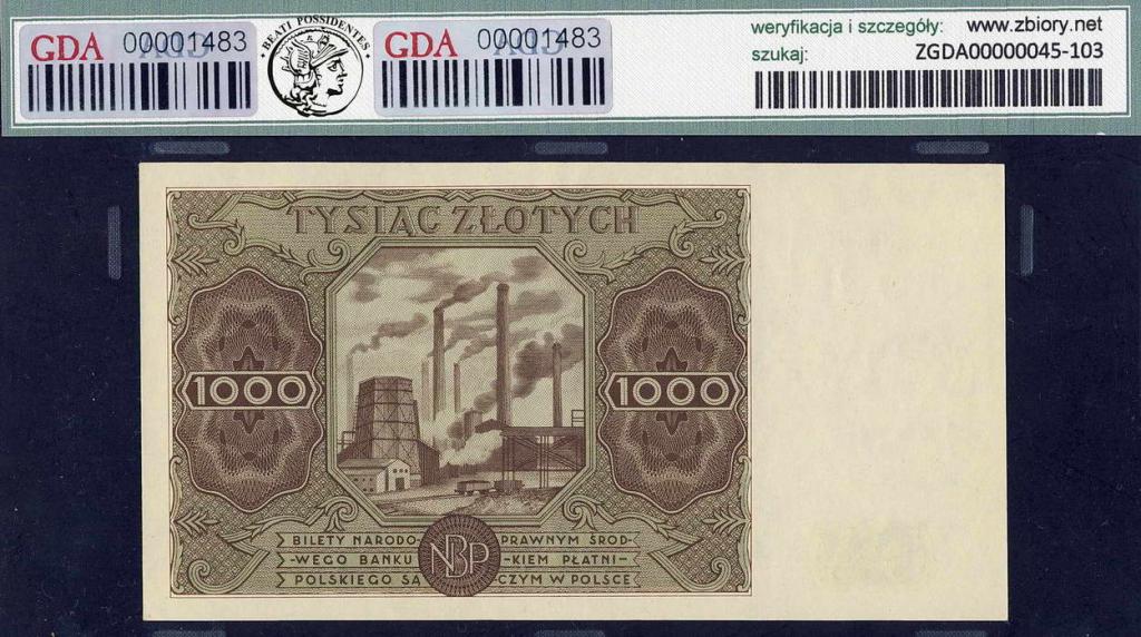 Polska 1000 złotych 1947 GDA 58