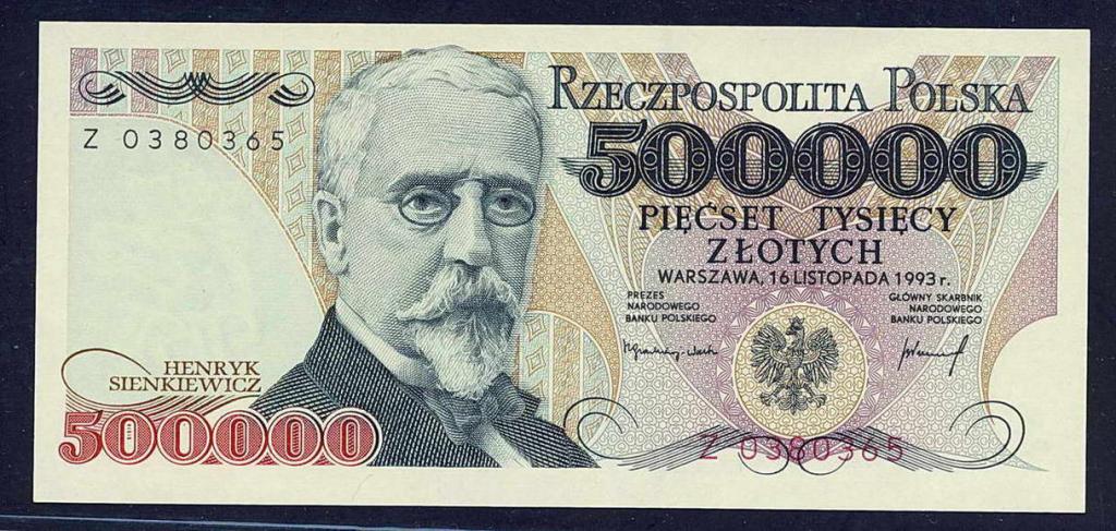 Polska 500 000 złotych 1993 seria Z st.1