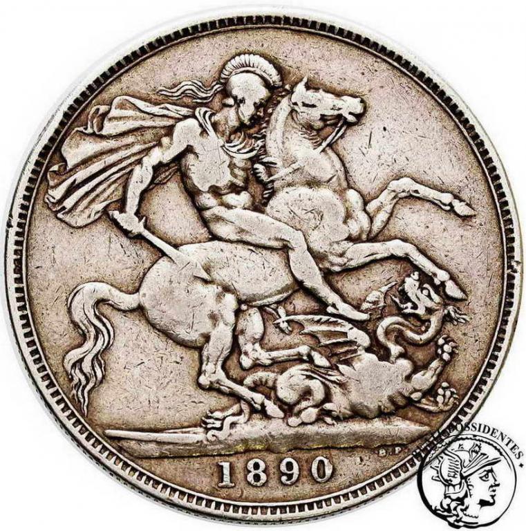 Wielka Brytania korona 1890 Victoria st. 3