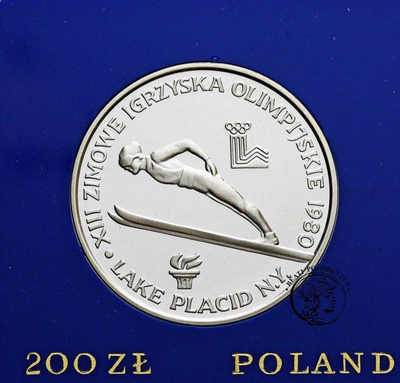 Polska 200 złotych 1980 Lake Placid znicz st. L