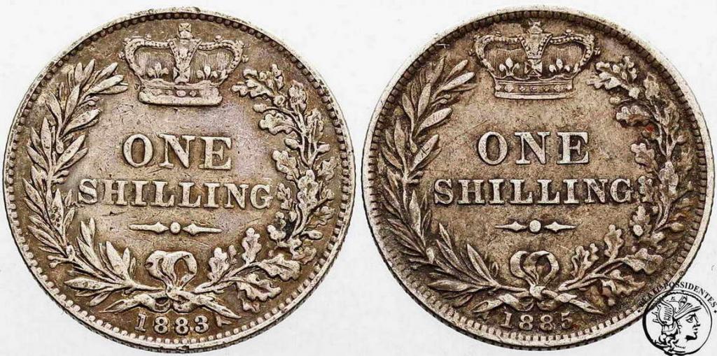 Wielka Brytania Victoria szyling 1883 + 1885 s3/3+