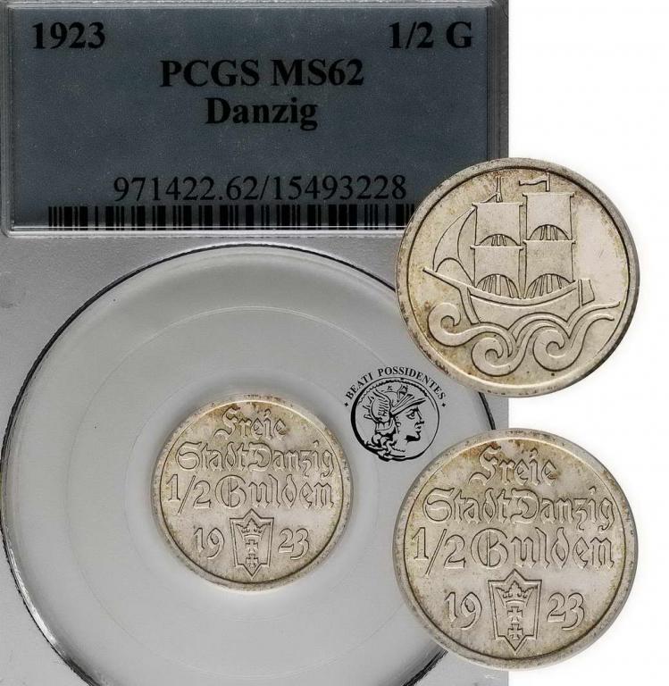 WMG 1/2 Guldena 1923 PCGS MS62