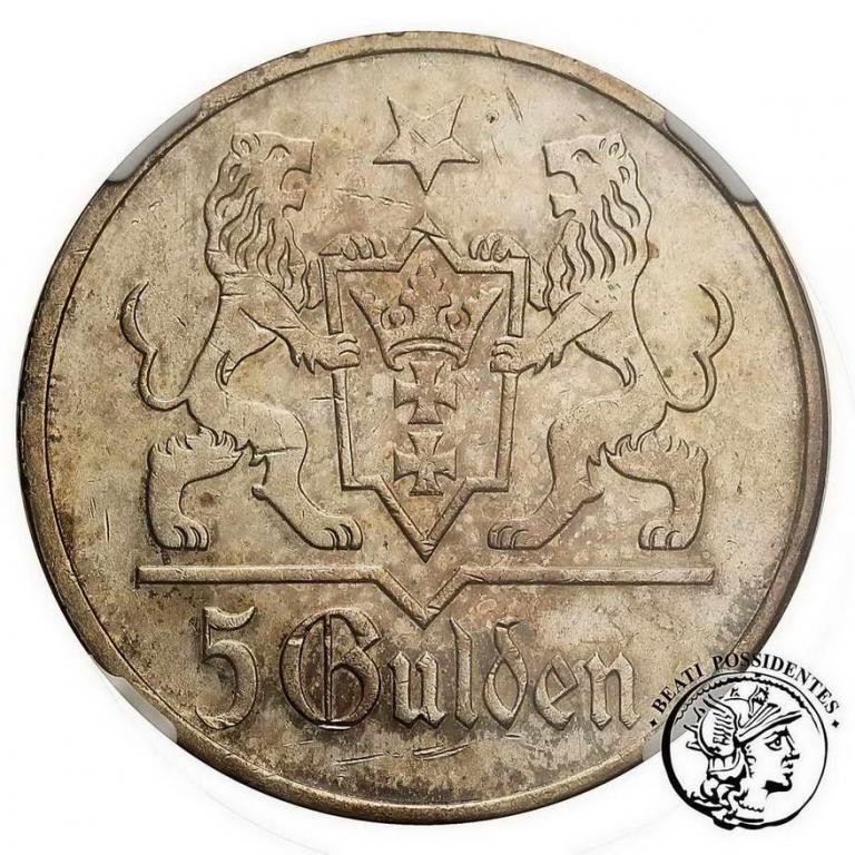 WMG 5 Guldenów 1923 NGC AU58