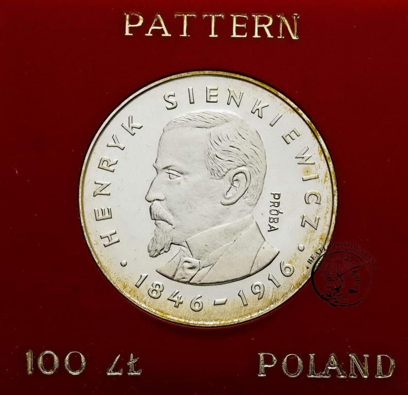 PRÓBA srebro 100 złotych 1977 Sienkiewicz st.L/L-