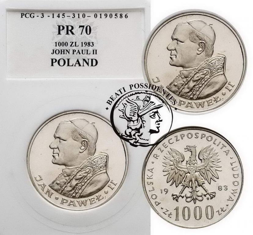 Polska 1000 złotych 1983 Jan Paweł II GCN PR70