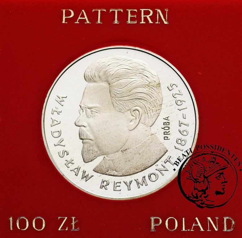 PRÓBA Ag 100 zł 1977 Władysław Reymont st. L